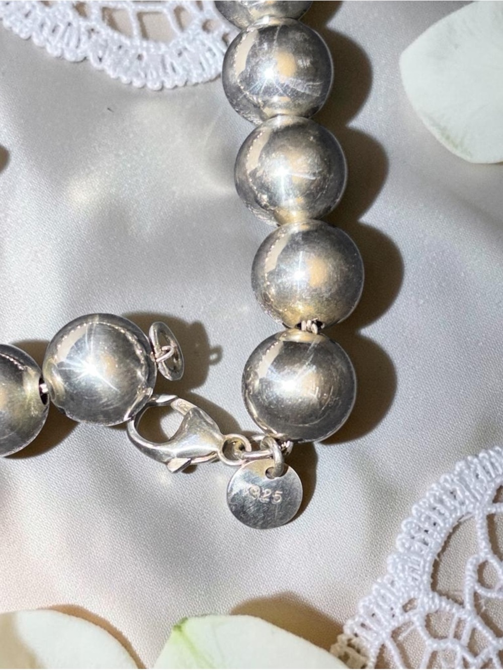 Authentic Tiffany & Co. Sterling Silver 10mm Bead Ball Bracelet 7.5” - Picture 5 of 6